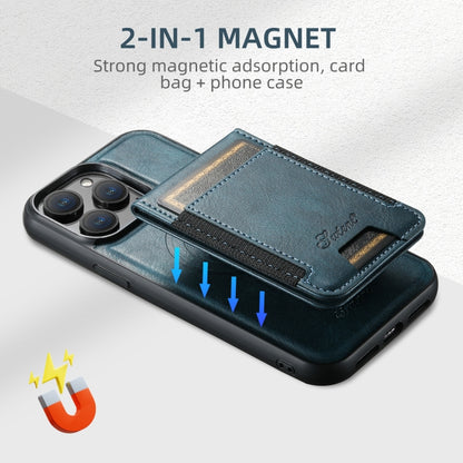 For iPhone 16 Pro Suteni H17 Oil Eax Leather MagSafe Detachable Wallet Phone Case(Blue) by Suteni