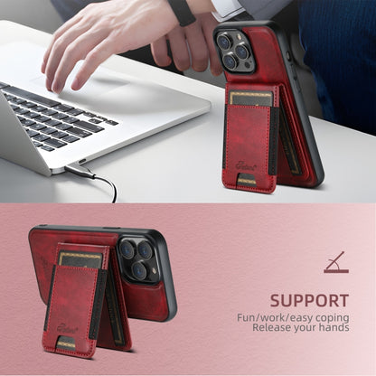 For iPhone 16 Plus Suteni H17 Oil Eax Leather MagSafe Detachable Wallet Phone Case(Red) by Suteni