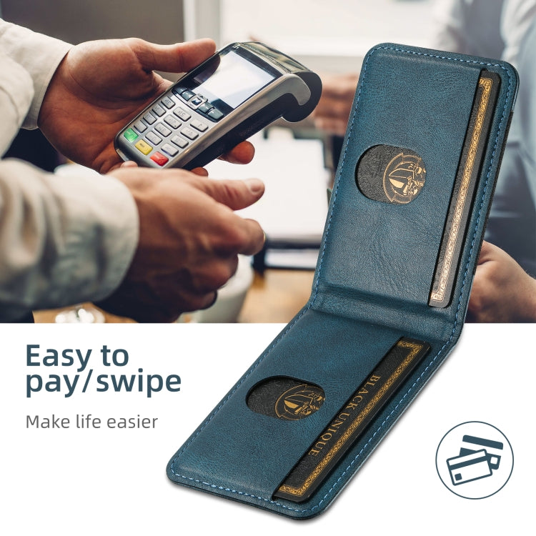 For iPhone 16 Plus Suteni H17 Oil Eax Leather MagSafe Detachable Wallet Phone Case(Blue) by Suteni