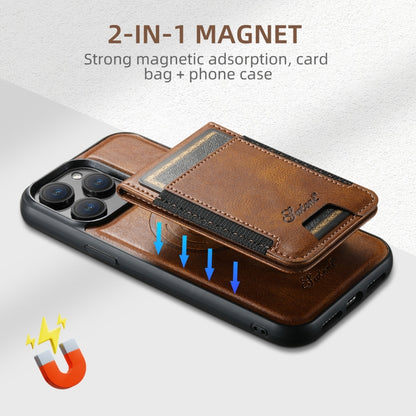 For iPhone 16 Pro Max Suteni H17 Oil Eax Leather MagSafe Detachable Wallet Phone Case(Brown) by Suteni