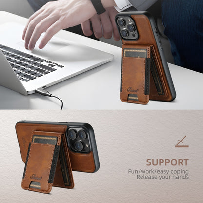For iPhone 16 Pro Max Suteni H17 Oil Eax Leather MagSafe Detachable Wallet Phone Case(Brown) by Suteni