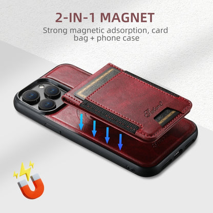 For iPhone 16 Pro Max Suteni H17 Oil Eax Leather MagSafe Detachable Wallet Phone Case(Red) by Suteni