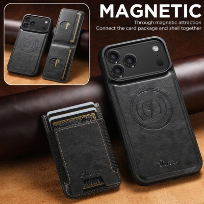 For iPhone 17 Pro Max Suteni H17 Oil Eax Leather MagSafe Detachable Wallet Phone Case(Black) by Suteni