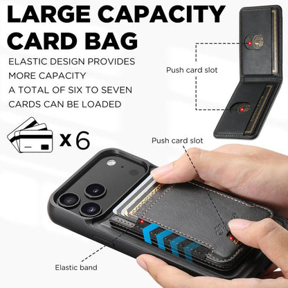 For iPhone 17 Pro Max Suteni H17 Oil Eax Leather MagSafe Detachable Wallet Phone Case(Black) by Suteni