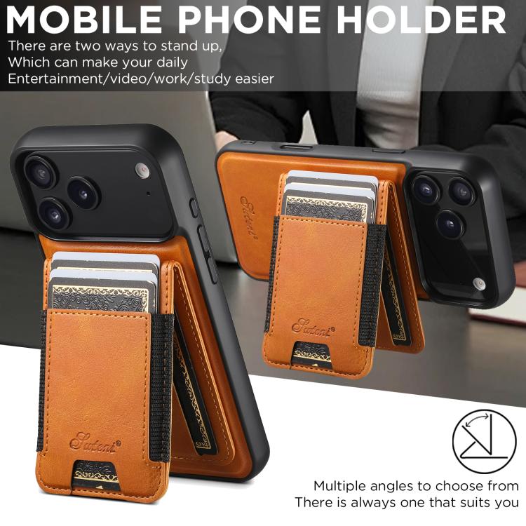 For iPhone 17 Pro Max Suteni H17 Oil Eax Leather MagSafe Detachable Wallet Phone Case(Khaki) by Suteni