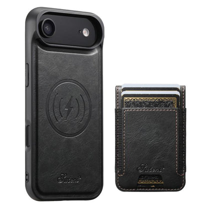 For iPhone Air Suteni H17 Oil Eax Leather MagSafe Detachable Wallet Phone Case(Black) by Suteni