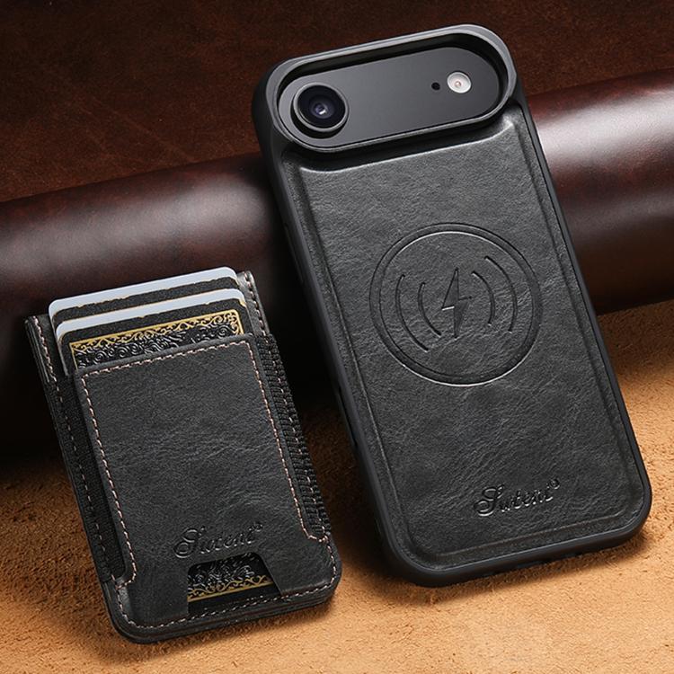 For iPhone Air Suteni H17 Oil Eax Leather MagSafe Detachable Wallet Phone Case(Black) by Suteni