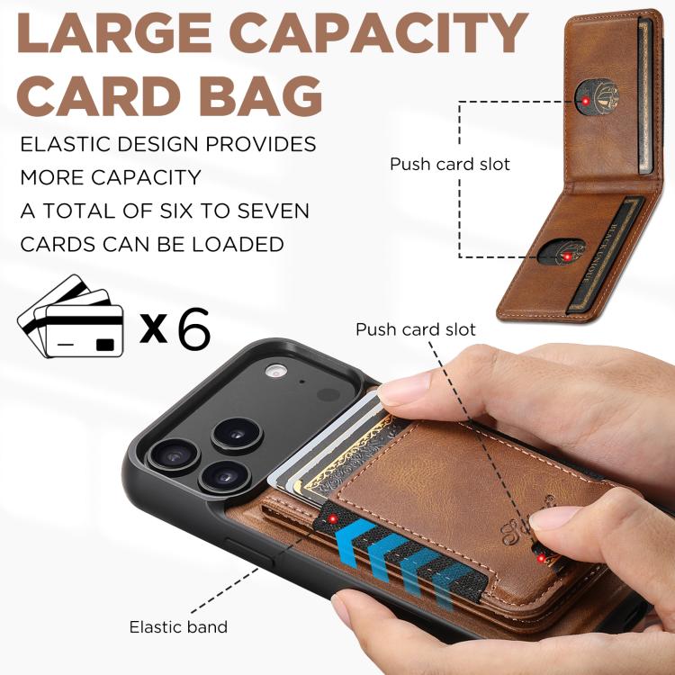 For iPhone Air Suteni H17 Oil Eax Leather MagSafe Detachable Wallet Phone Case(Brown) by Suteni