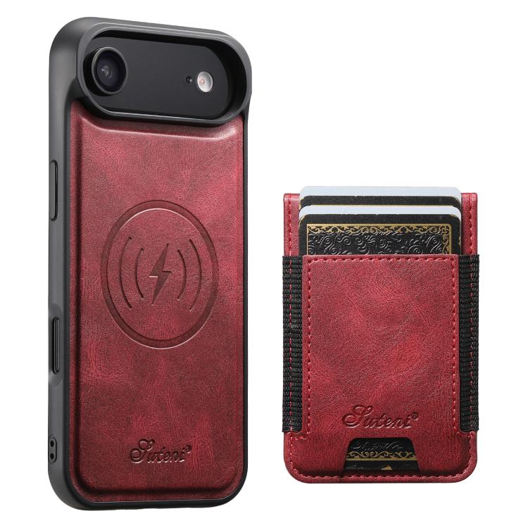 For iPhone Air Suteni H17 Oil Eax Leather MagSafe Detachable Wallet Phone Case(Red) by Suteni