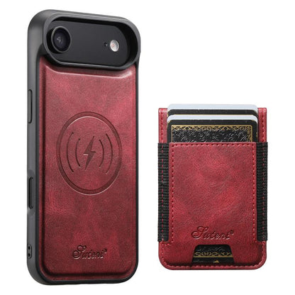 For iPhone Air Suteni H17 Oil Eax Leather MagSafe Detachable Wallet Phone Case(Red) by Suteni