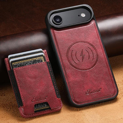 For iPhone Air Suteni H17 Oil Eax Leather MagSafe Detachable Wallet Phone Case(Red) by Suteni
