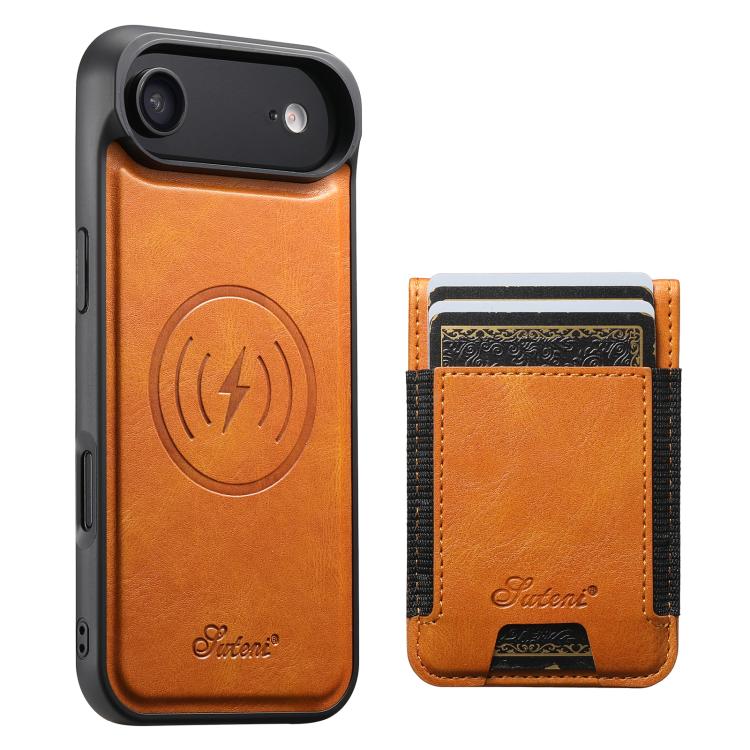 For iPhone Air Suteni H17 Oil Eax Leather MagSafe Detachable Wallet Phone Case(Khaki) by Suteni