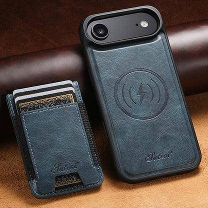 For iPhone Air Suteni H17 Oil Eax Leather MagSafe Detachable Wallet Phone Case(Blue) by Suteni