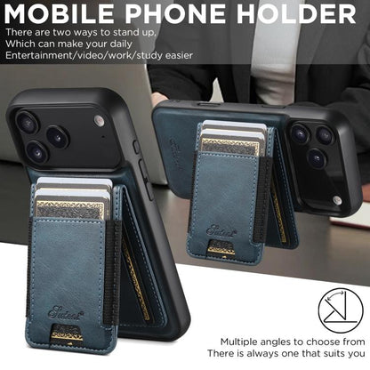 For iPhone Air Suteni H17 Oil Eax Leather MagSafe Detachable Wallet Phone Case(Blue) by Suteni