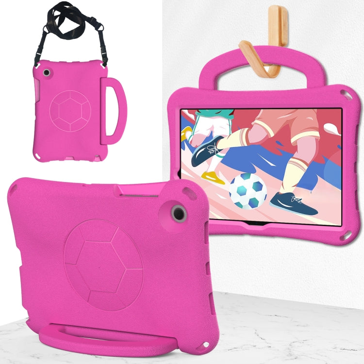 For Samsung Galaxy Tab A8 10.5 2021 Handle Football Shaped EVA Shockproof Tablet Case(Rose Red) by bashfashion