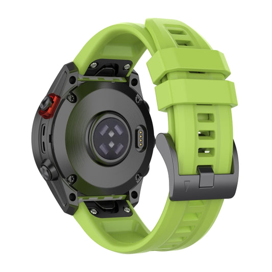 For Garmin Fenix 7 Pro Solid Color Black Buckle Silicone Quick Release Watch Band(Lime green) by bashfashion