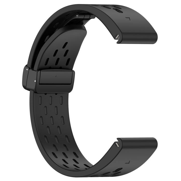 For Garmin Fenix 7 / Fenix 7 Pro 22mm Holes Magnetic Folding Buckle Silicone Watch Band(Black) by bashfashion