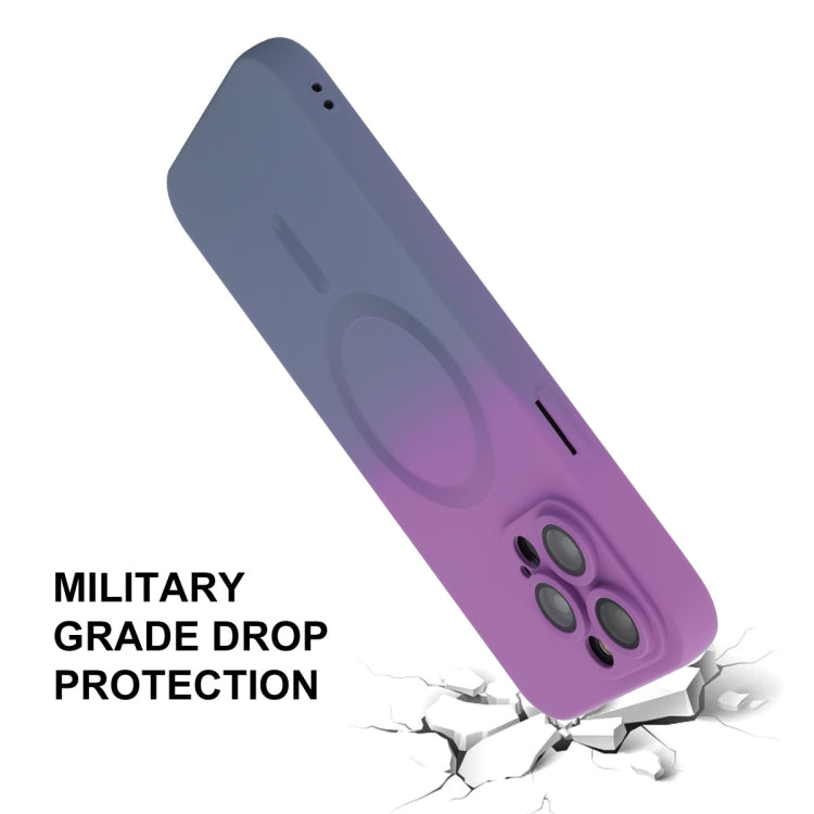 For iPhone 15 Pro Max ENKAY Hat-Prince MagSafe Rainbow Gradient Silicone Phone Case with Lens Film(Purple Blue) by ENKAY