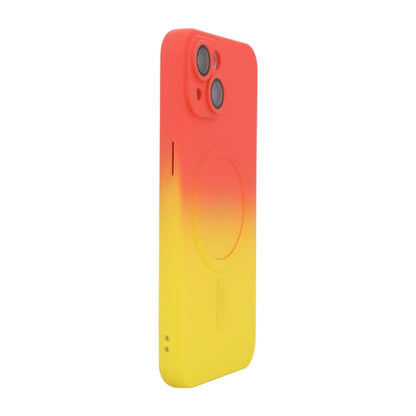 For iPhone 15 Plus ENKAY Hat-Prince MagSafe Rainbow Gradient Silicone Phone Case with Lens Film(Orange Yellow) by ENKAY