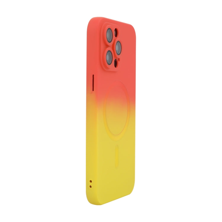 For iPhone 16 Pro Max ENKAY Hat-Prince MagSafe Rainbow Gradient Silicone Phone Case with Lens Film(Orange Yellow) by ENKAY