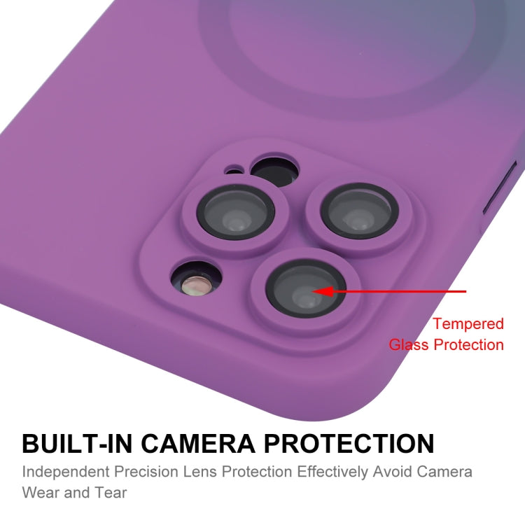 For iPhone 16 Pro Max ENKAY Hat-Prince MagSafe Rainbow Gradient Silicone Phone Case with Lens Film(Purple Blue) by ENKAY