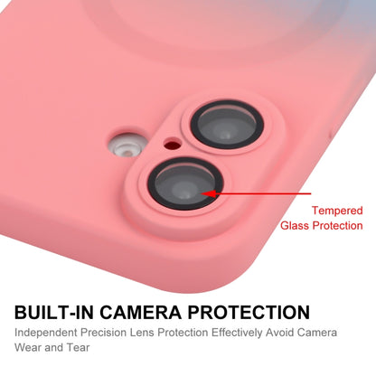 For iPhone 16 Plus ENKAY Hat-Prince MagSafe Rainbow Gradient Silicone Phone Case with Lens Film(Pink Blue) by ENKAY