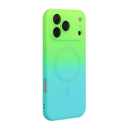 For iPhone 17 Pro Max ENKAY Hat-Prince MagSafe Rainbow Gradient Silicone Phone Case with Lens Film(Green Blue) by ENKAY