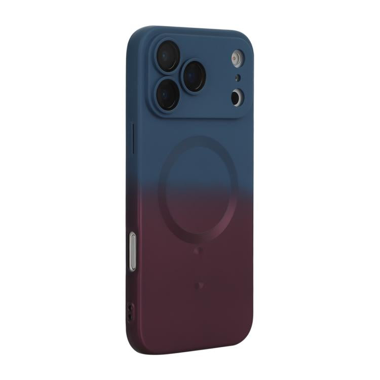 For iPhone 17 Pro Max ENKAY Hat-Prince MagSafe Rainbow Gradient Silicone Phone Case with Lens Film(Dark Blue) by ENKAY