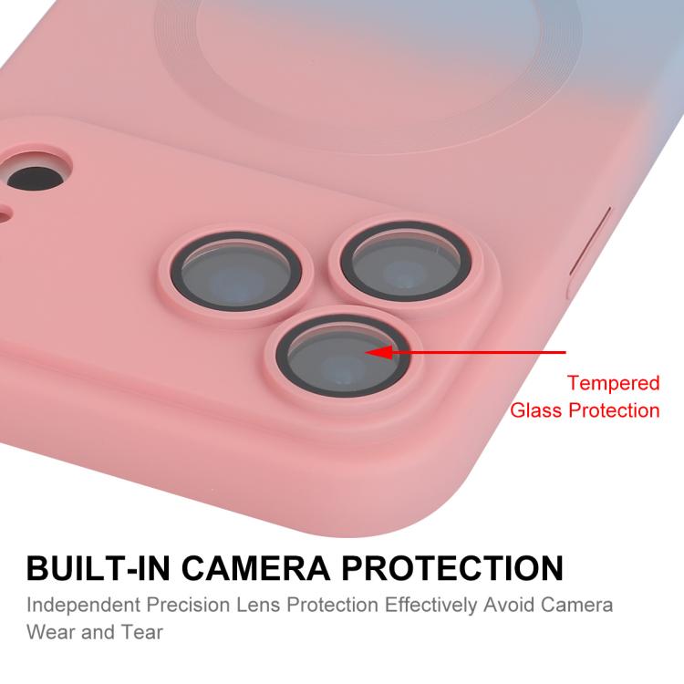 For iPhone 17 Pro ENKAY Hat-Prince MagSafe Rainbow Gradient Silicone Phone Case with Lens Film(Pink Rose) by ENKAY
