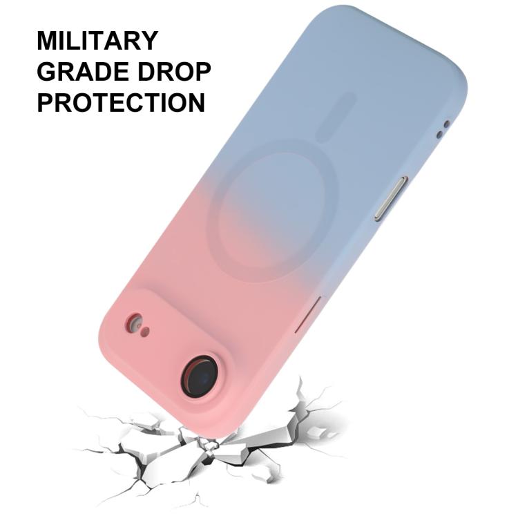 For iPhone Air ENKAY Hat-Prince MagSafe Rainbow Gradient Silicone Phone Case with Lens Film(Pink Blue) by ENKAY