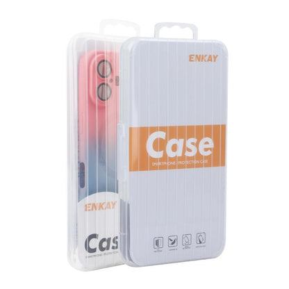 For iPhone 16 Pro ENKAY Hat-Prince MagSafe Rainbow Gradient Silicone Phone Case with Lens Film(Pink Rose) by ENKAY