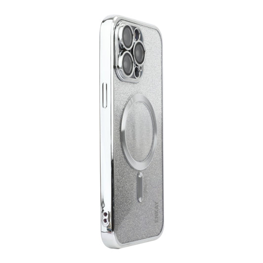 For iPhone 15 Pro ENKAY Hat-Prince Magnetic Glitter Plated Shockproof Phone Case with Lens Film(Silver) by ENKAY