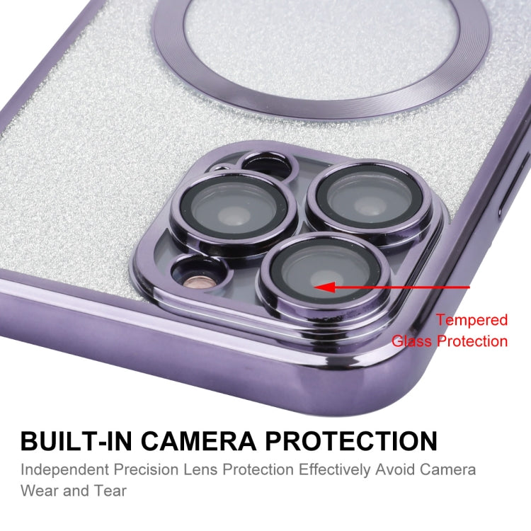 For iPhone 15 Pro ENKAY Hat-Prince Magnetic Glitter Plated Shockproof Phone Case with Lens Film(Purple) by ENKAY