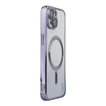 For iPhone 15 Plus ENKAY Hat-Prince Magnetic Glitter Plated Shockproof Phone Case with Lens Film(Purple) by ENKAY