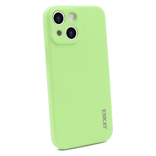 For iPhone 15 Plus ENKAY Liquid Silicone Soft Shockproof Phone Case(Light Green) by ENKAY