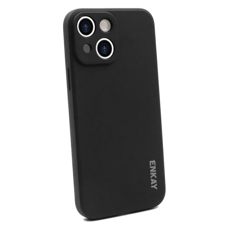 For iPhone 15 ENKAY Liquid Silicone Soft Shockproof Phone Case(Black) by ENKAY