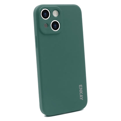 For iPhone 15 ENKAY Liquid Silicone Soft Shockproof Phone Case(Dark Green) by ENKAY