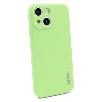 For iPhone 15 ENKAY Liquid Silicone Soft Shockproof Phone Case(Light Green) by ENKAY