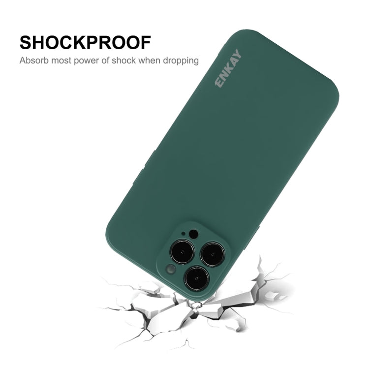 For iPhone 15 ENKAY Liquid Silicone Soft Shockproof Phone Case(Dark Green) by ENKAY