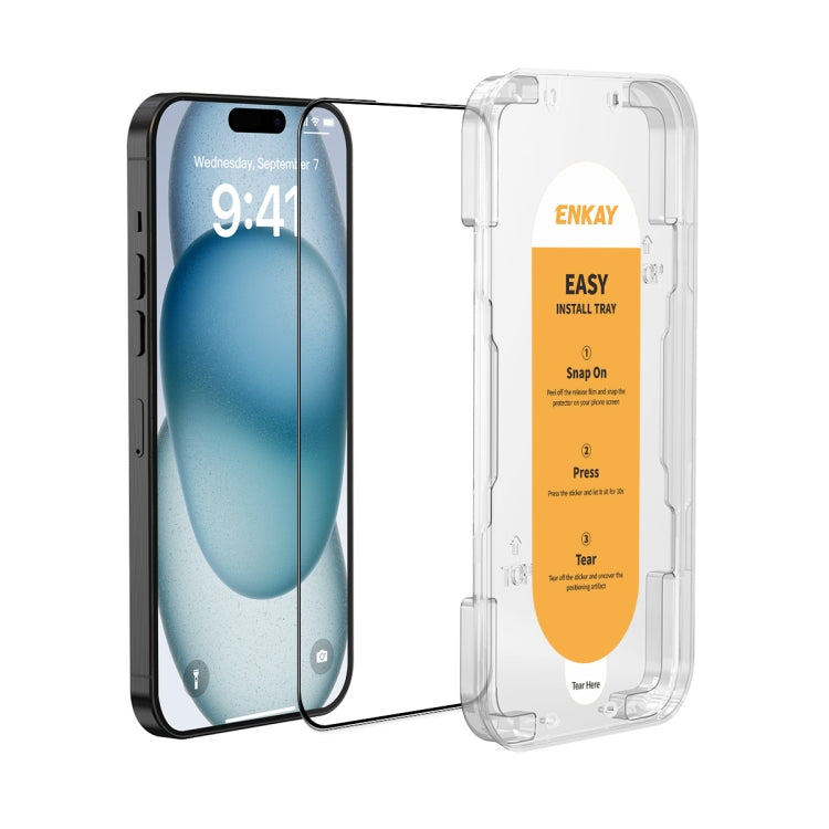 For iPhone 15 ENKAY Easy Install High Alumina Silicon Full Glass Film by ENKAY