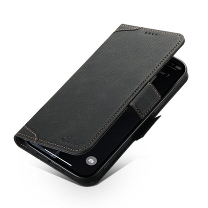 For iPhone 12 / 12 Pro SUTENI J07 Multifunctional Horizontal Flip Magsafe Leather Phone Case(Black) by Suteni