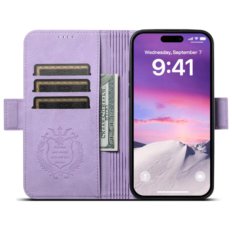 For iPhone 12 Pro Max SUTENI J07 Multifunctional Horizontal Flip Magsafe Leather Phone Case(Purple) by Suteni