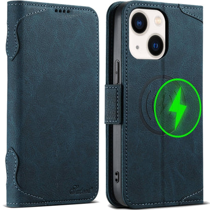 For iPhone 14 Plus SUTENI J07 Multifunctional Horizontal Flip Magsafe Leather Phone Case(Blue) by Suteni