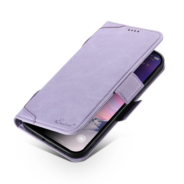 For iPhone 15 SUTENI J07 Multifunctional Horizontal Flip Magsafe Leather Phone Case(Purple) by Suteni