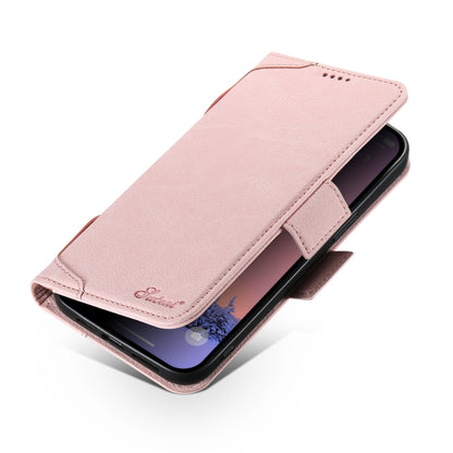 For iPhone 15 Pro SUTENI J07 Multifunctional Horizontal Flip Magsafe Leather Phone Case(Pink) by Suteni