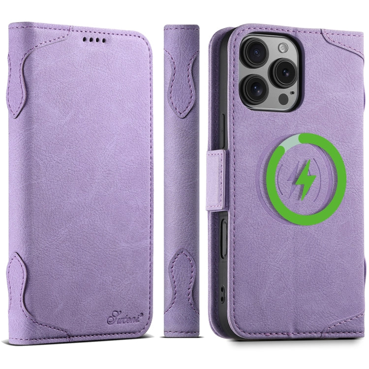 For iPhone 16 Pro SUTENI J07 Multifunctional Horizontal Flip Magsafe Leather Phone Case(Purple) by Suteni