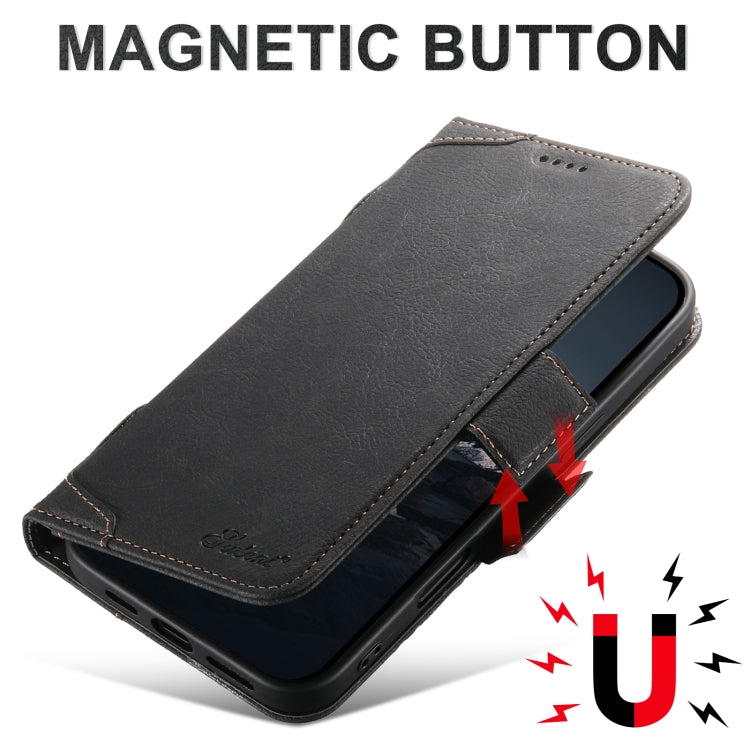 For iPhone 16 Plus SUTENI J07 Multifunctional Horizontal Flip Magsafe Leather Phone Case(Black) by Suteni