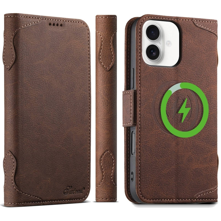For iPhone 16 Plus SUTENI J07 Multifunctional Horizontal Flip Magsafe Leather Phone Case(Brown) by Suteni