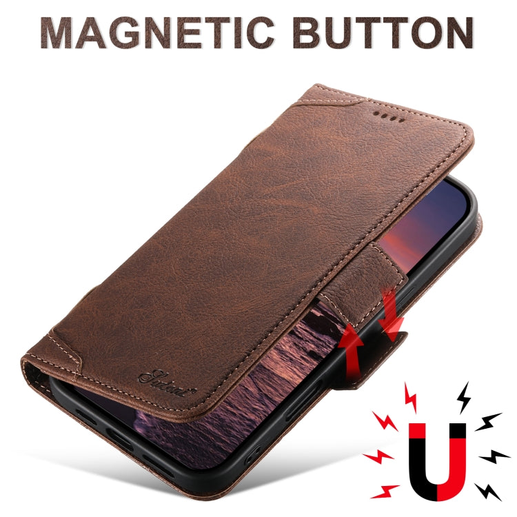 For iPhone 16 Plus SUTENI J07 Multifunctional Horizontal Flip Magsafe Leather Phone Case(Brown) by Suteni