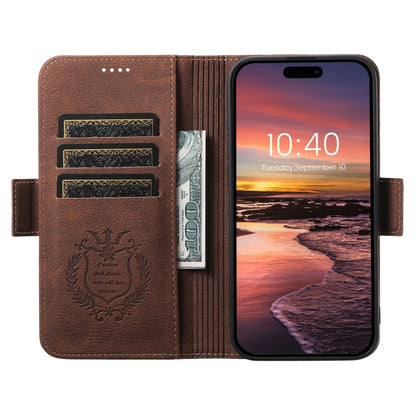 For iPhone 16 Plus SUTENI J07 Multifunctional Horizontal Flip Magsafe Leather Phone Case(Brown) by Suteni